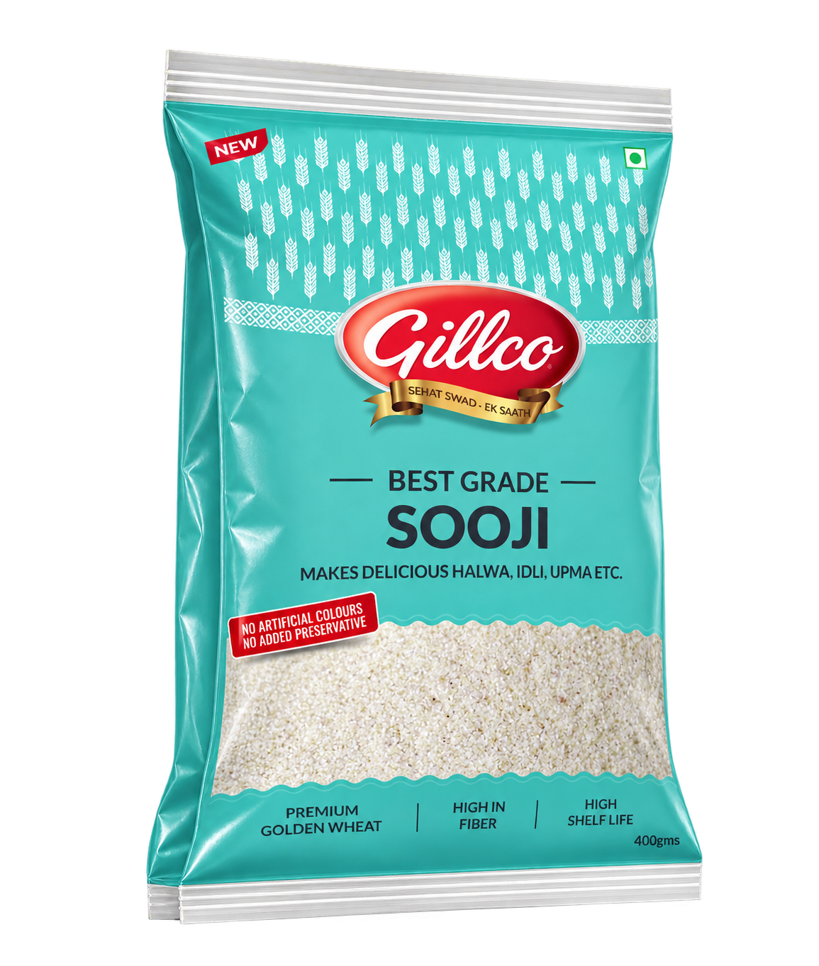 Gillco Best Grade Sooji 400g | Premium Golden Wheat Semolina | High in Fiber | No Artificial Colours or Added Preservatives | Ideal for Halwa, Idli & Upma