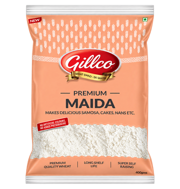 Gillco Premium Maida 400g | Fine Refined Wheat Flour | Super Self Raising | No Artificial Colours or Added Preservatives | Ideal for Samosa, Cakes & Naan