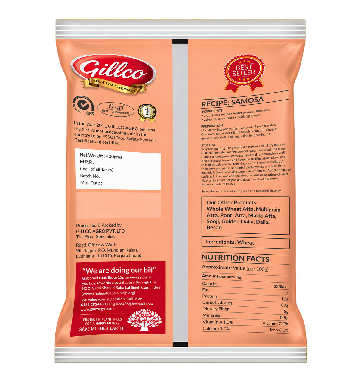 Gillco Premium Maida 400g | Fine Refined Wheat Flour | Super Self Raising | No Artificial Colours or Added Preservatives | Ideal for Samosa, Cakes & Naan