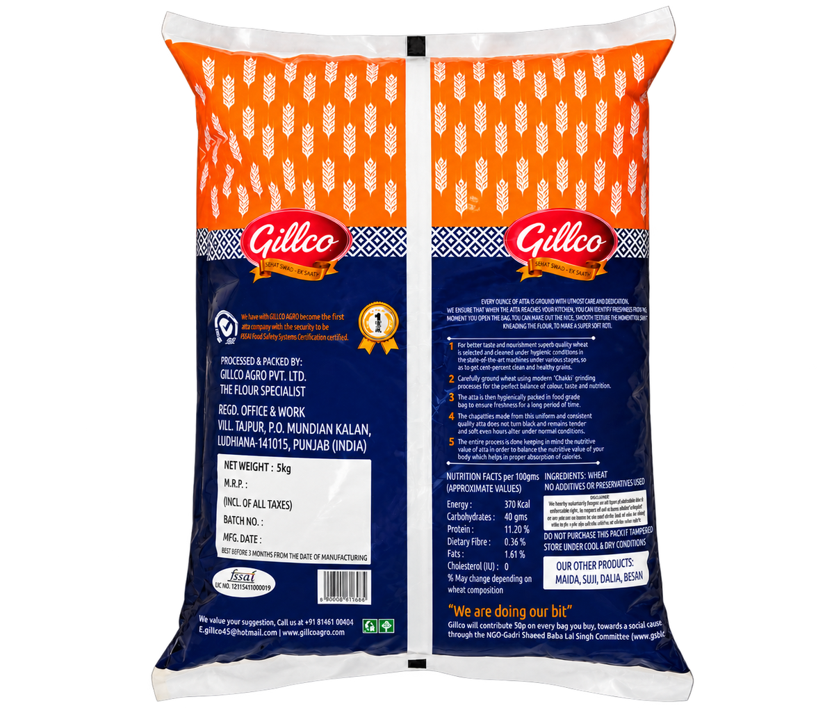 Gillco Super Fine Atta – 100% Whole Wheat Flour, Rich in Fibre & Iron, Makes Super Soft Rotis | 5 kg & 10 kg