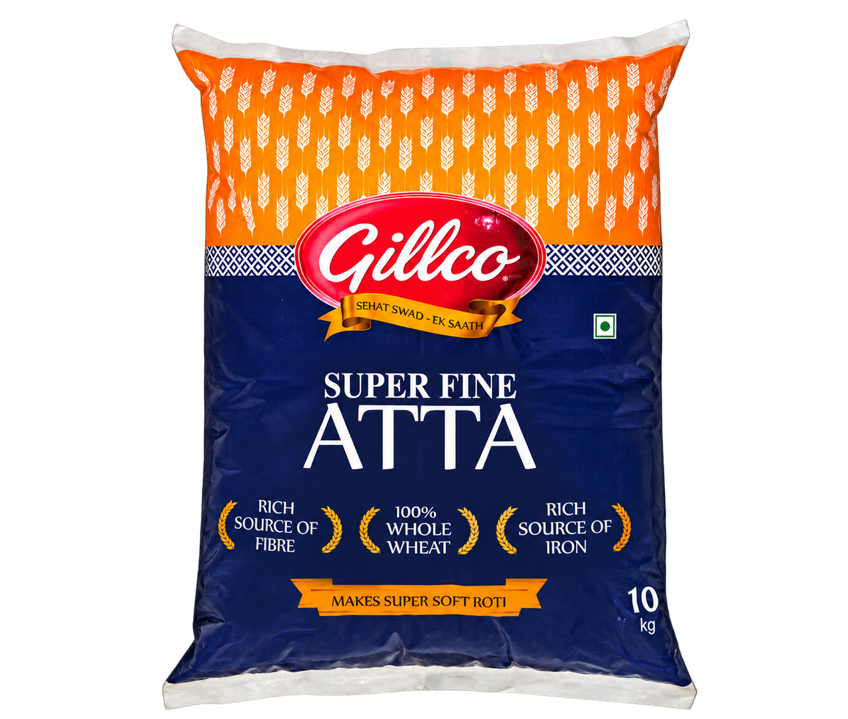 Gillco Super Fine Atta – 100% Whole Wheat Flour, Rich in Fibre & Iron, Makes Super Soft Rotis | 5 kg & 10 kg