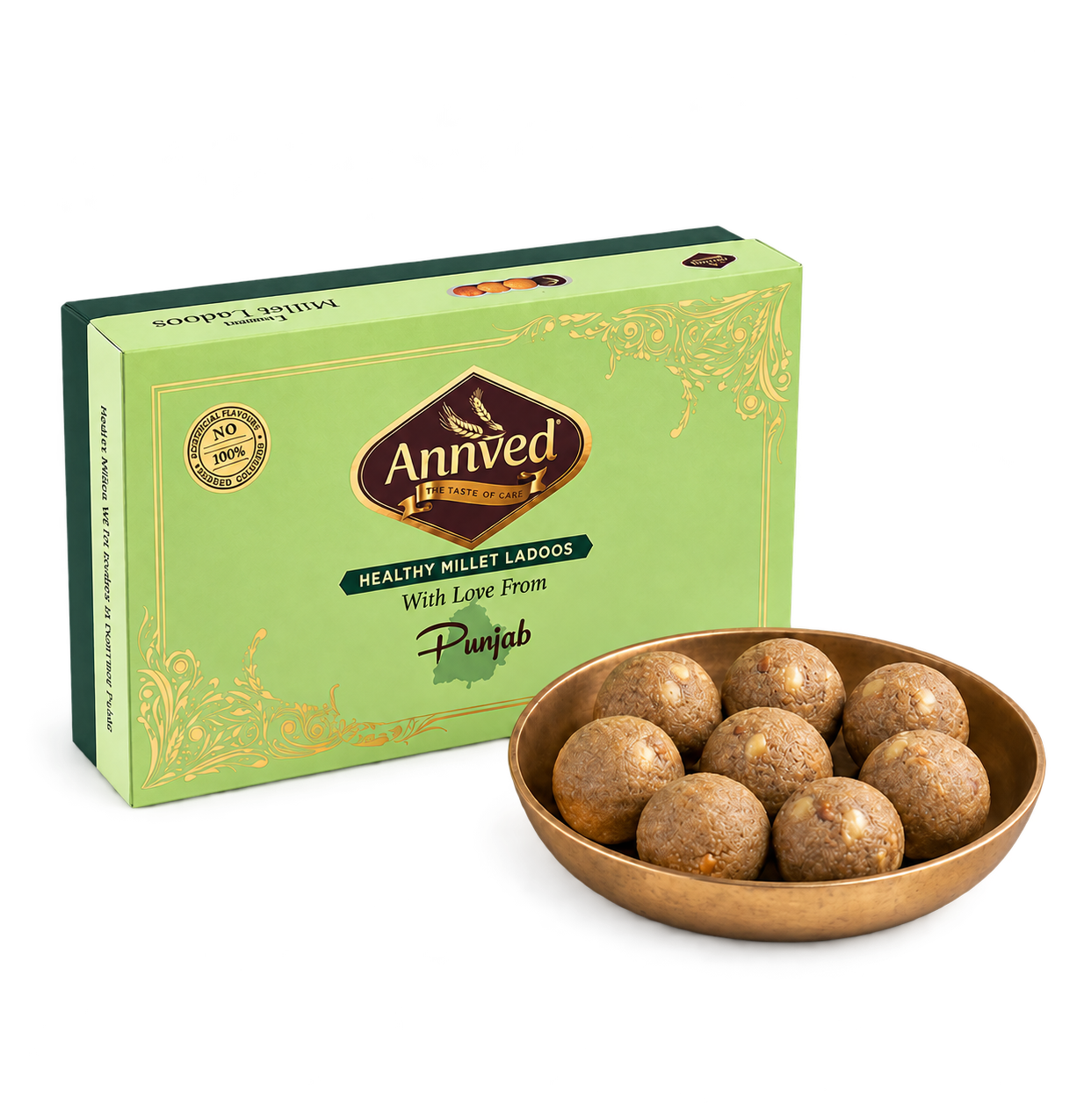Annved Millet Quinoa Ladoos, 8 Pieces and Made with Desi Ghee,  Honey and Jaggery, Cashews and Flax Seeds
