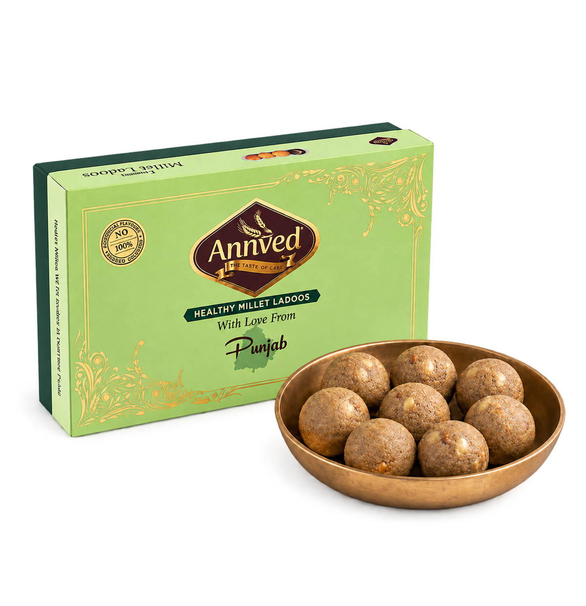 Annved Millet Quinoa Ladoos, 8 Pieces and Made with Desi Ghee,  Honey and Jaggery, Cashews and Flax Seeds