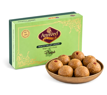 Annved Millet Bajra Ladoos, 8 Pieces and Made with Desi Ghee,  Honey and Jaggery, Cashews and Flax Seeds