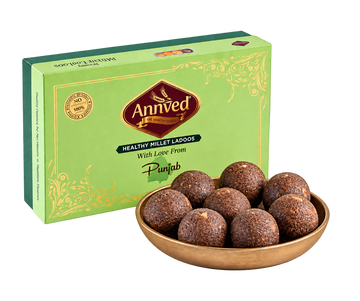 Annved Millet Ragi Ladoos, 8 Pieces and Made with Desi Ghee,  Honey and Jaggery, Cashews and Flax Seeds