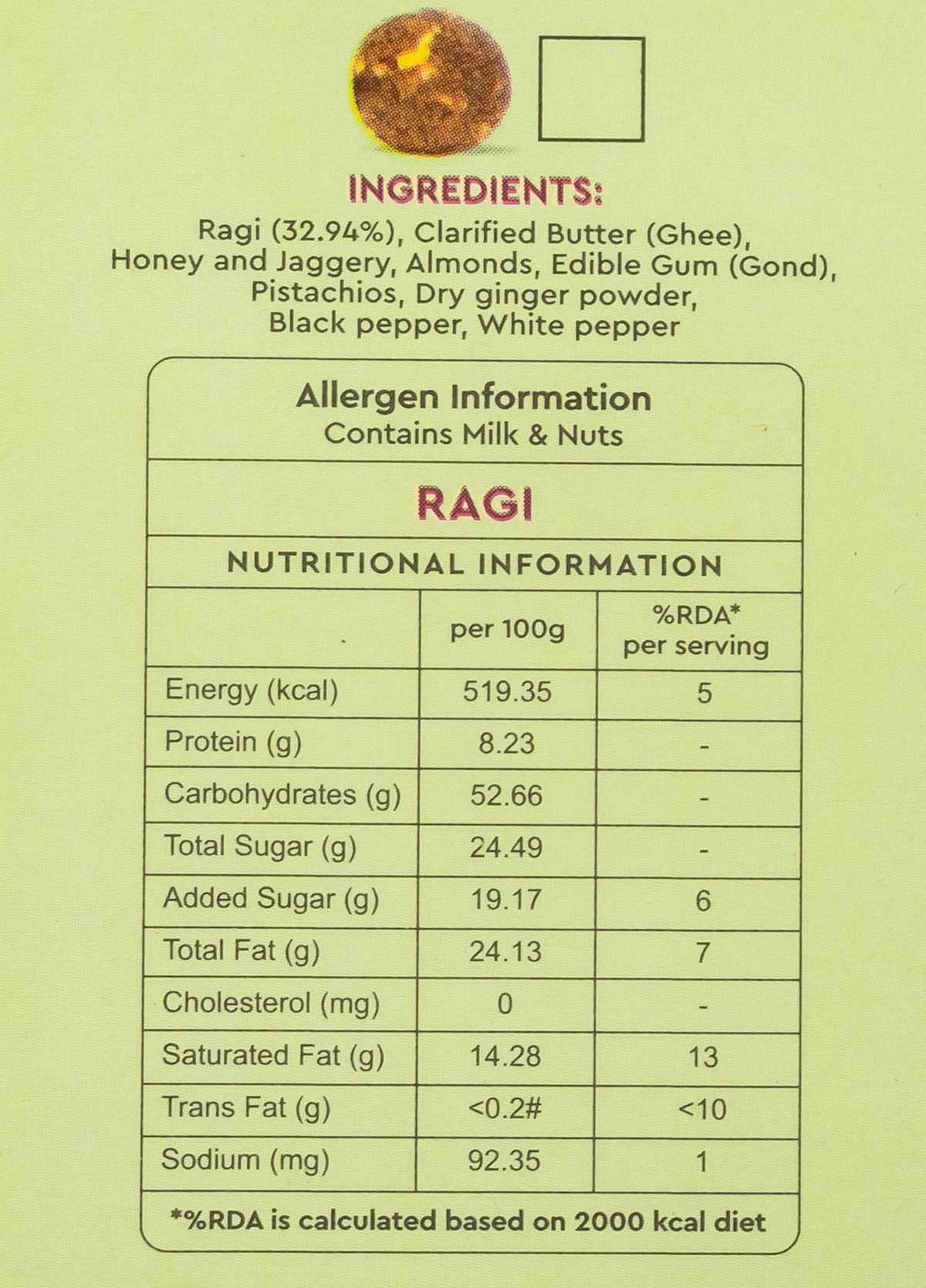 Annved Millet Ragi Ladoos, 8 Pieces and Made with Desi Ghee,  Honey and Jaggery, Cashews and Flax Seeds