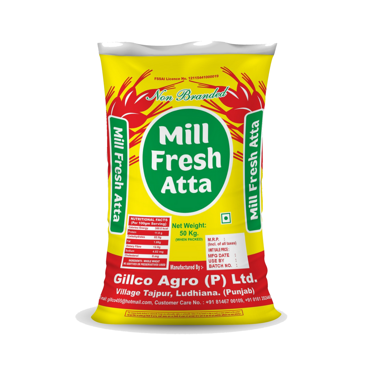 Gillco Mill Fresh Atta | 100% Whole Wheat Flour | No Additives or Preservatives | Available in 5 kg, 10 kg & 50 kg
